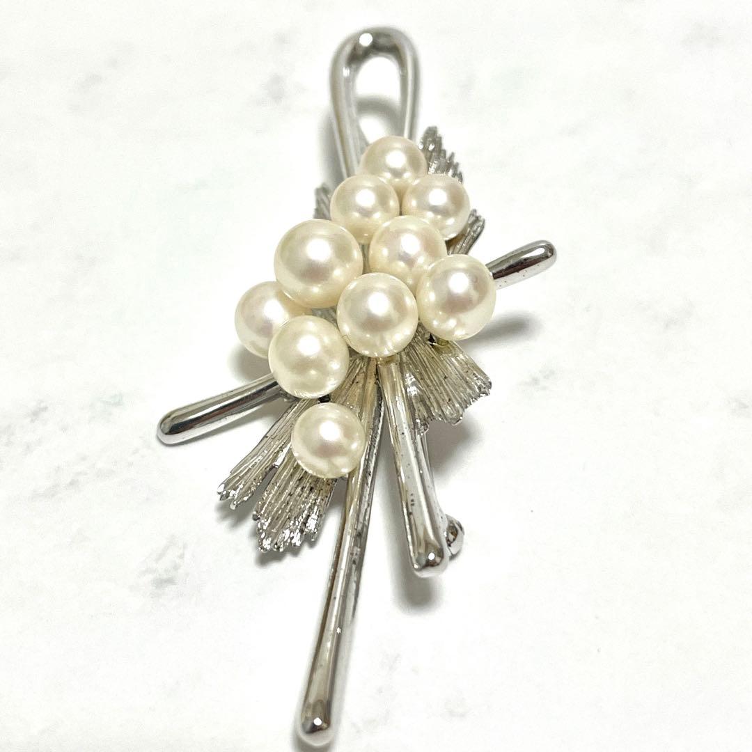 希少デザイン✨MIKIMOTO ミキモト あこや 本真珠 パール ブローチ