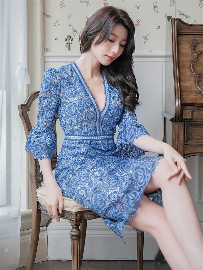 erukei settan ドレス 0 XS ブルー　エルケイ　銀座クチュール