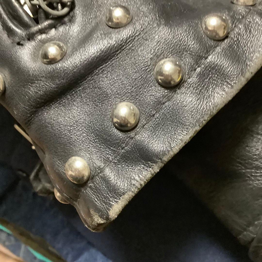 Schott スタッズ付きレザーシングルライダースジャケット K-321 メンズ