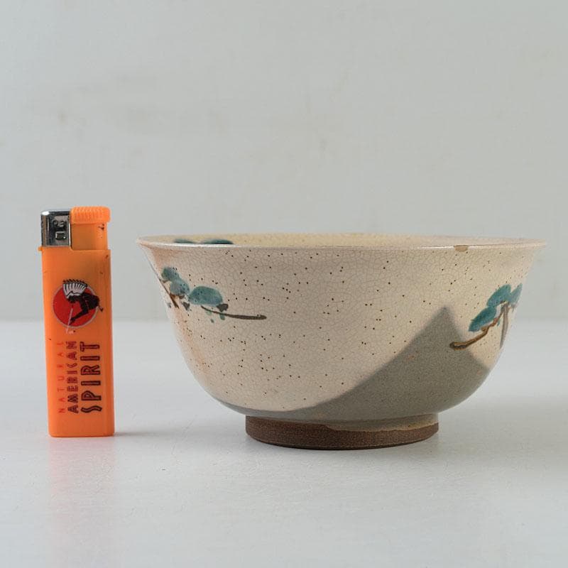 茶道具　尾形乾山作　色絵松図　茶碗　仕覆付　時代箱　Z　8609