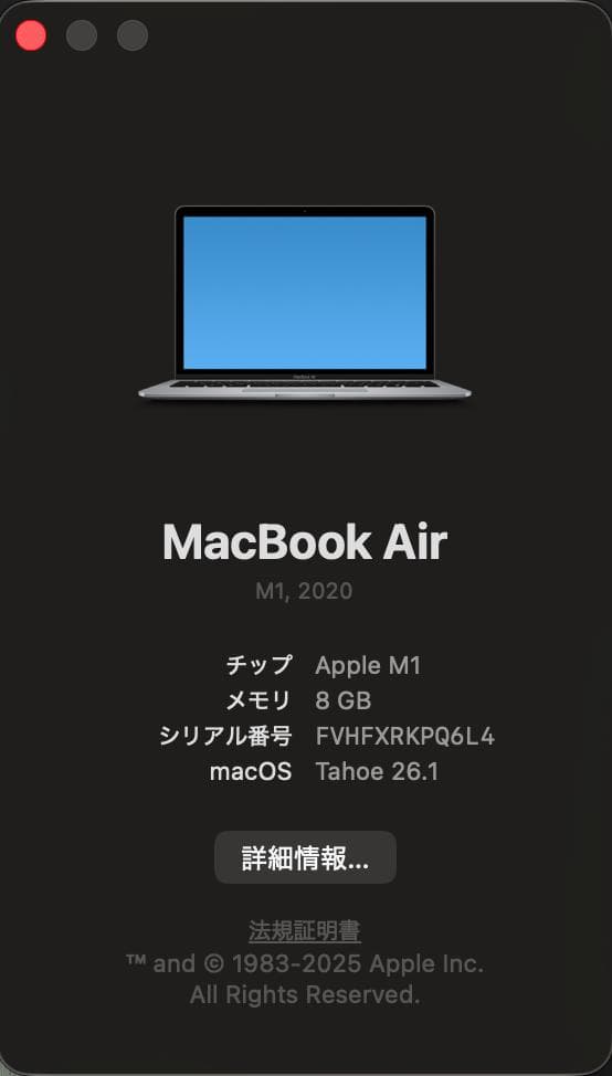 MacBook本体 Apple MacBook Air M1 2020 8GB 256gb