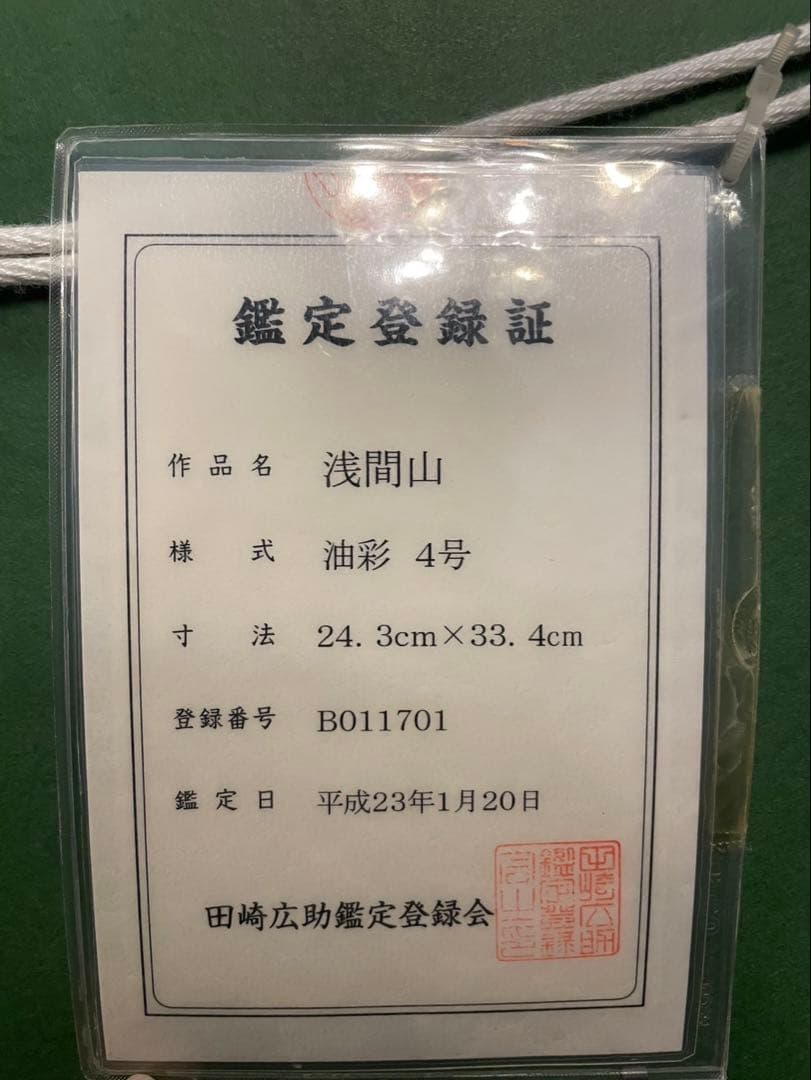 浅間山 油彩 4号 田﨑広助　額縁あり　鑑定書あり　※本日限定値下