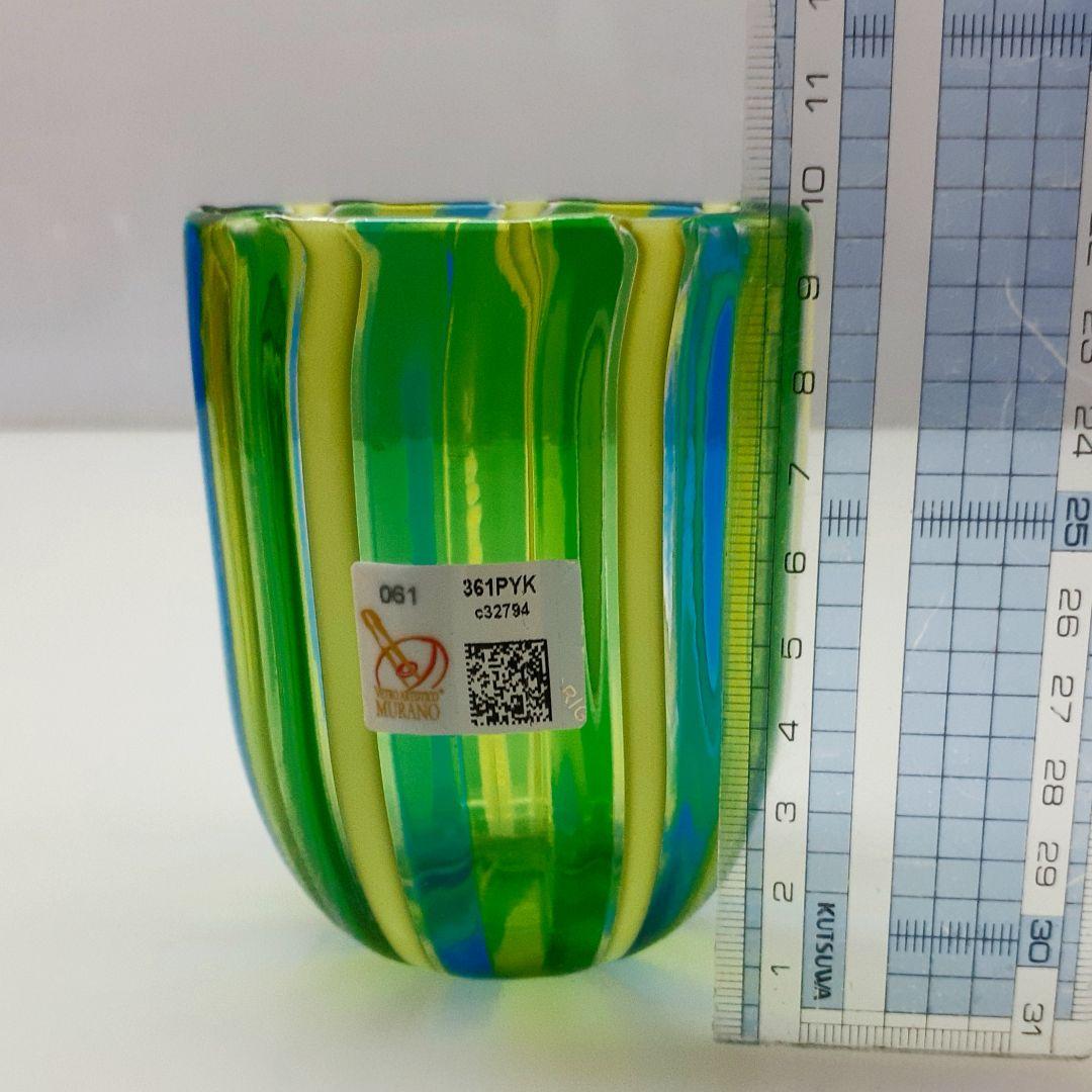 MURANO ムラノ 水色 グリーン イエロー ライン グラス
