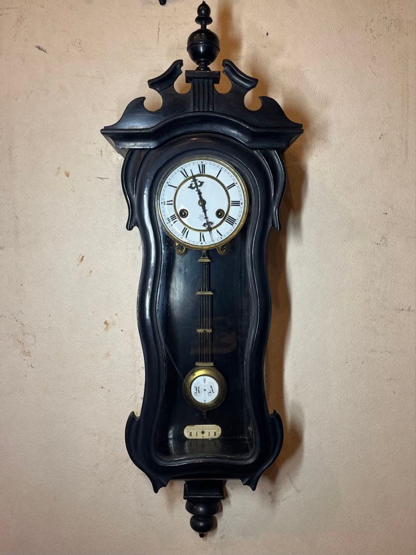 ユンハンス　バイオリン型　柱時計　古時計　振り子　ゼンマイ　レトロ　精工舎