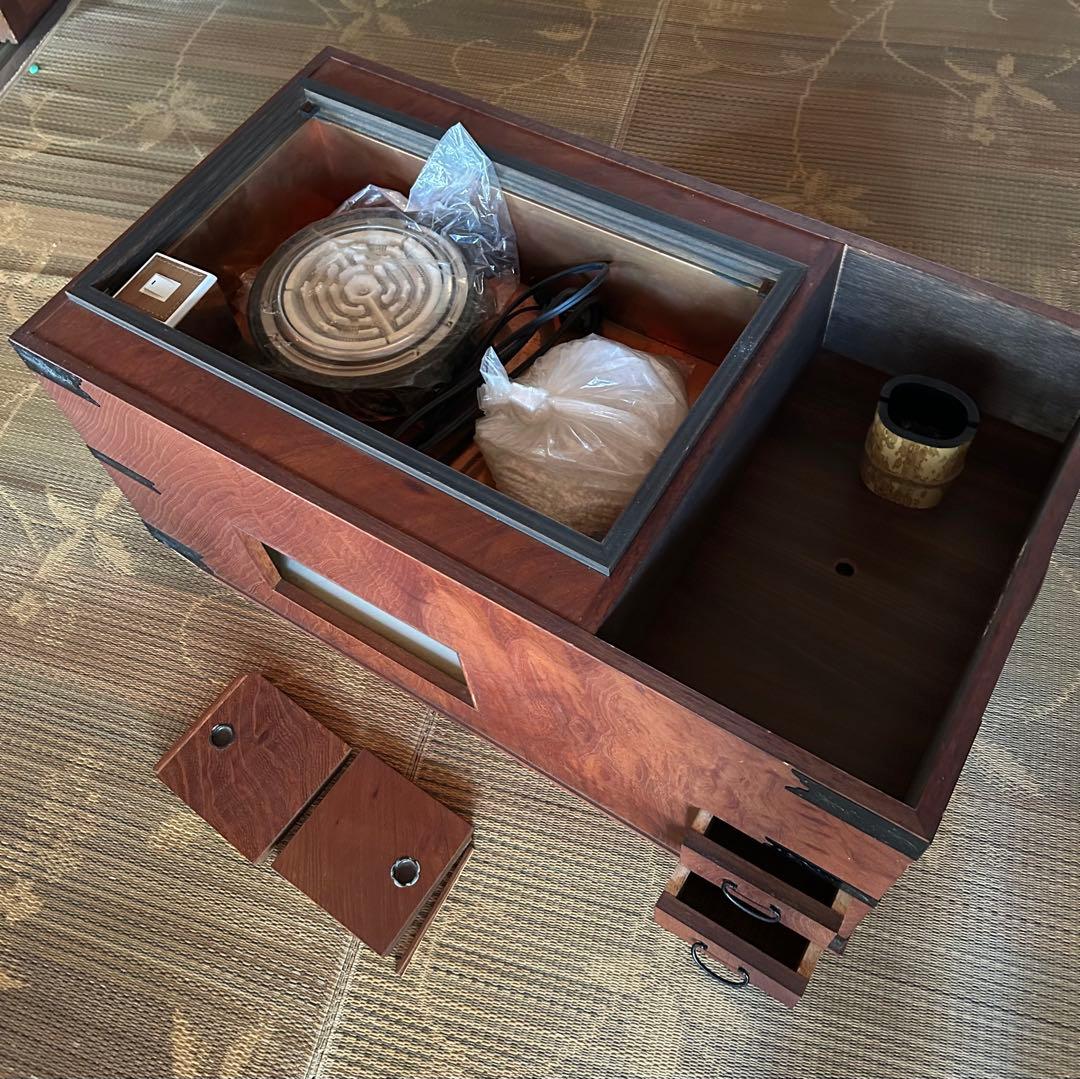 火鉢長火鉢/角火鉢/角型/囲炉裏/箱型火鉢/火桶/昭和レトロアンティーク　 木製