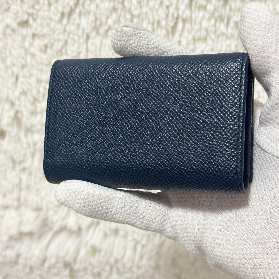 【未使用級】IC搭載　ブルガリ　マン　グレインレザー　 6連キーケース　ネイビー