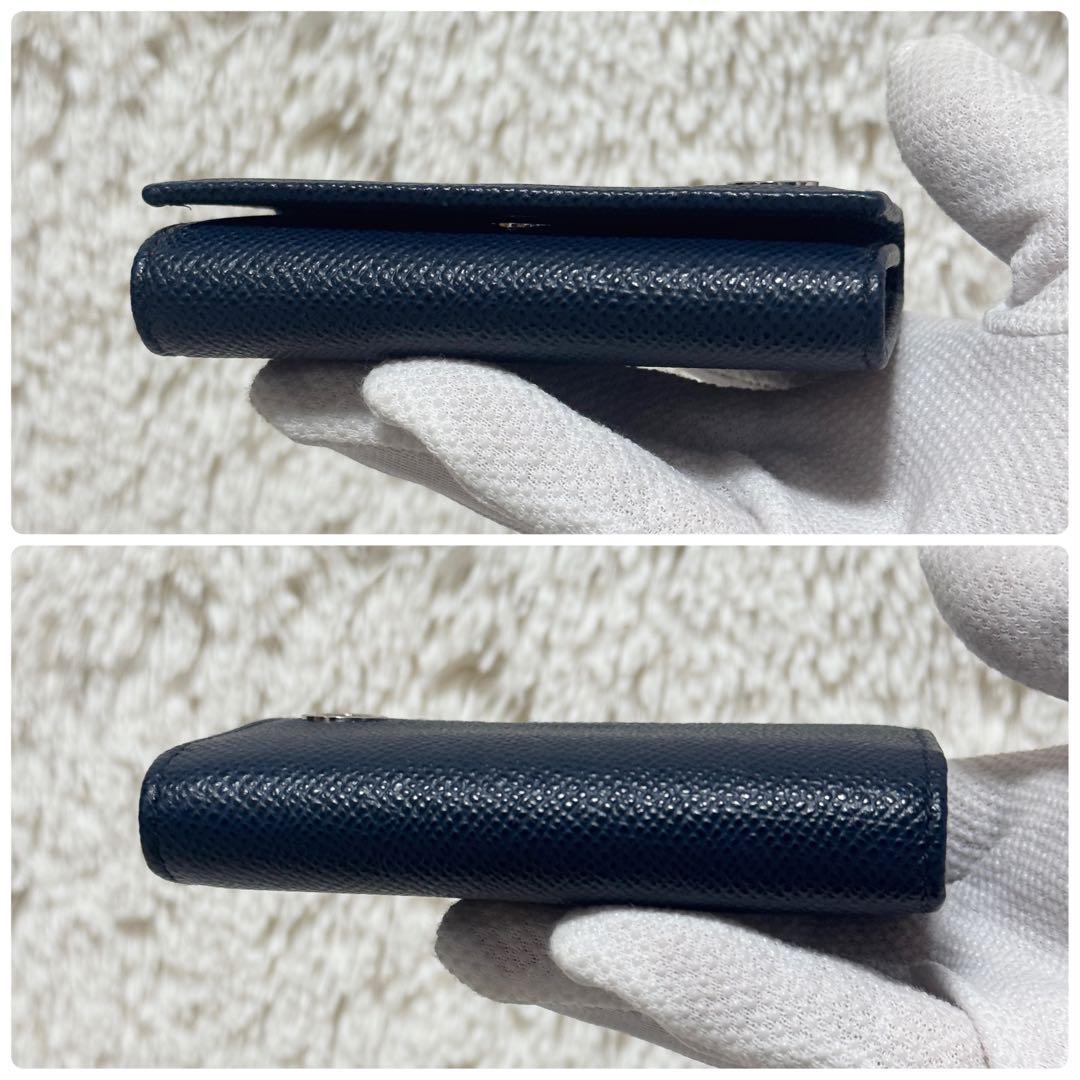 【未使用級】IC搭載　ブルガリ　マン　グレインレザー　 6連キーケース　ネイビー