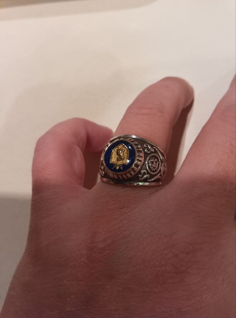 ポールスミス　カレッジリング　18号　指輪　シルバー 紋章　青　銀　金