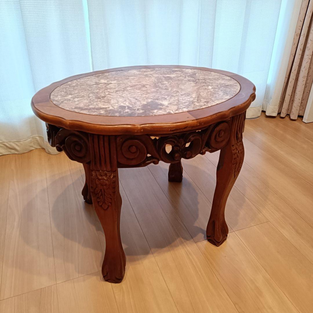 大理石 サイドテーブル 猫脚 アンティーク ヴィンテージ ロココ 飾り 西洋家具