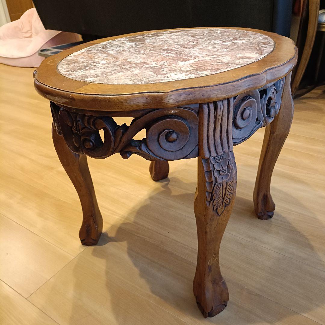 大理石 サイドテーブル 猫脚 アンティーク ヴィンテージ ロココ 飾り 西洋家具