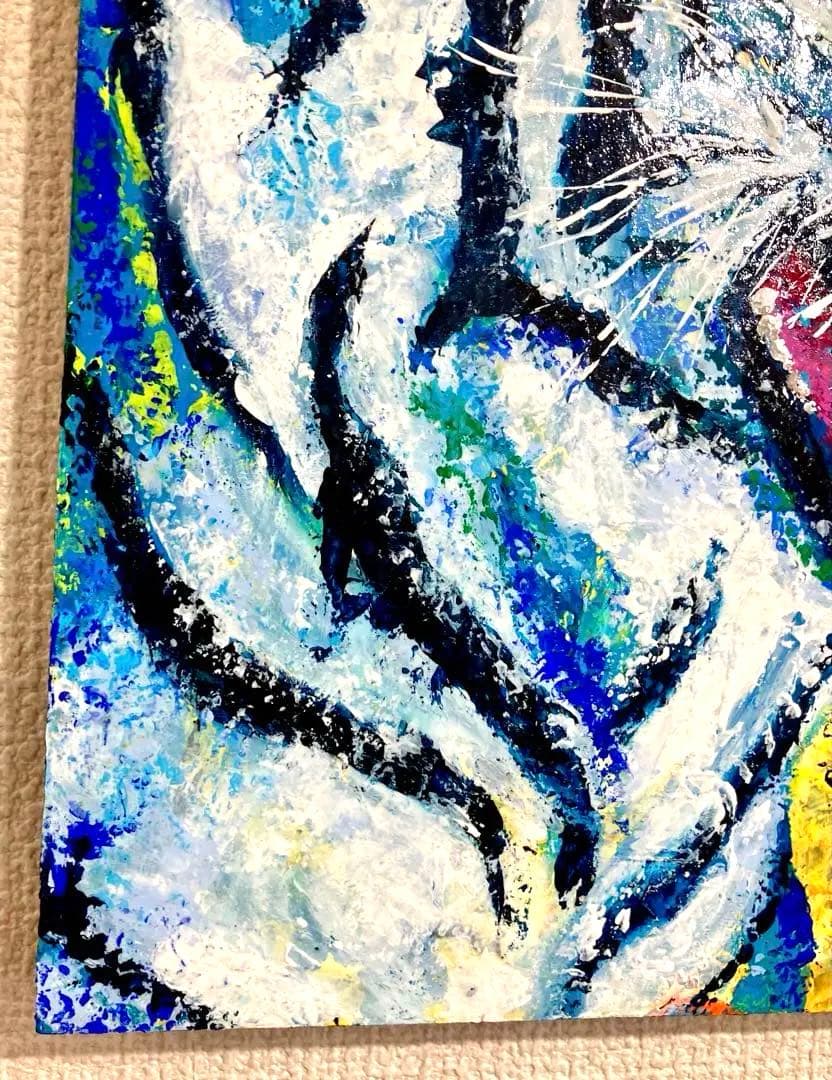 値下げ　原画　虎　アート　絵画　動物画　肉筆画　アクリル画　現代アート