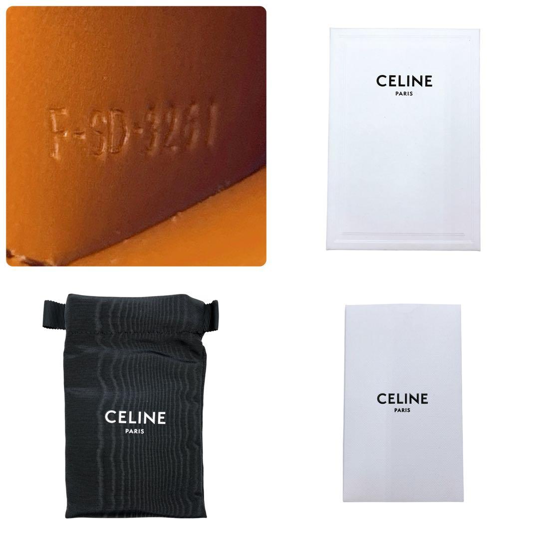 極美品 セリーヌ レザー ミラー 手鏡 茶 ブラウン 銀 シルバー ユニセックス