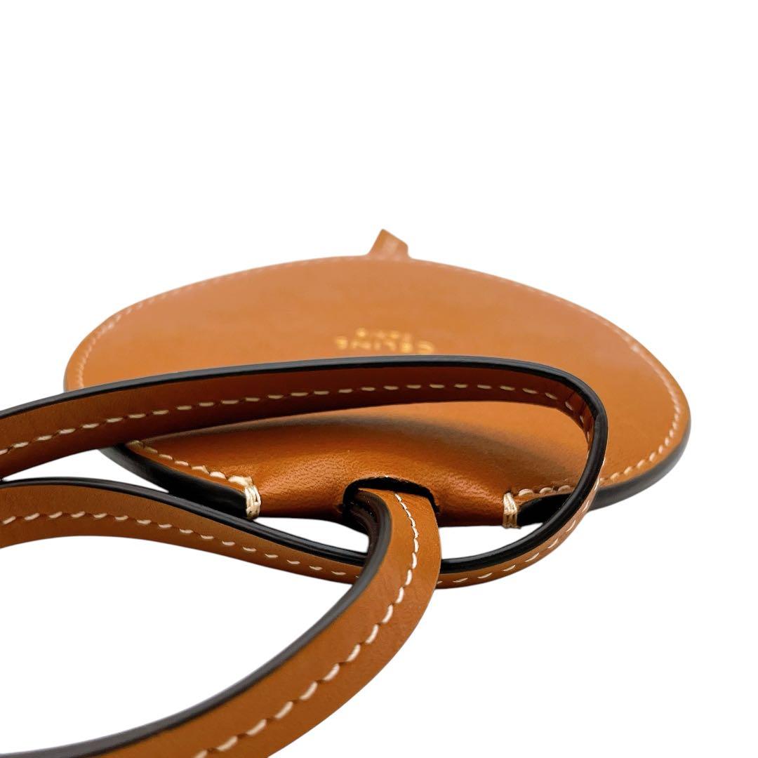 極美品 セリーヌ レザー ミラー 手鏡 茶 ブラウン 銀 シルバー ユニセックス