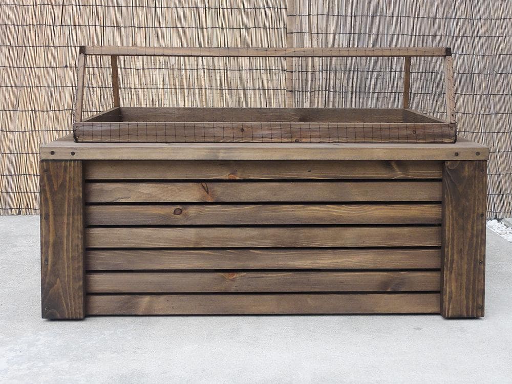 高さの有るビオトープ 60L　トロ舟＆木枠セット（3D防鳥網付き・棚付き）