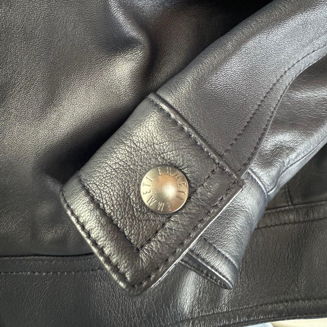 【専用】EMMETI Juri シングルライダースジャケット 羊革 濃紺 46