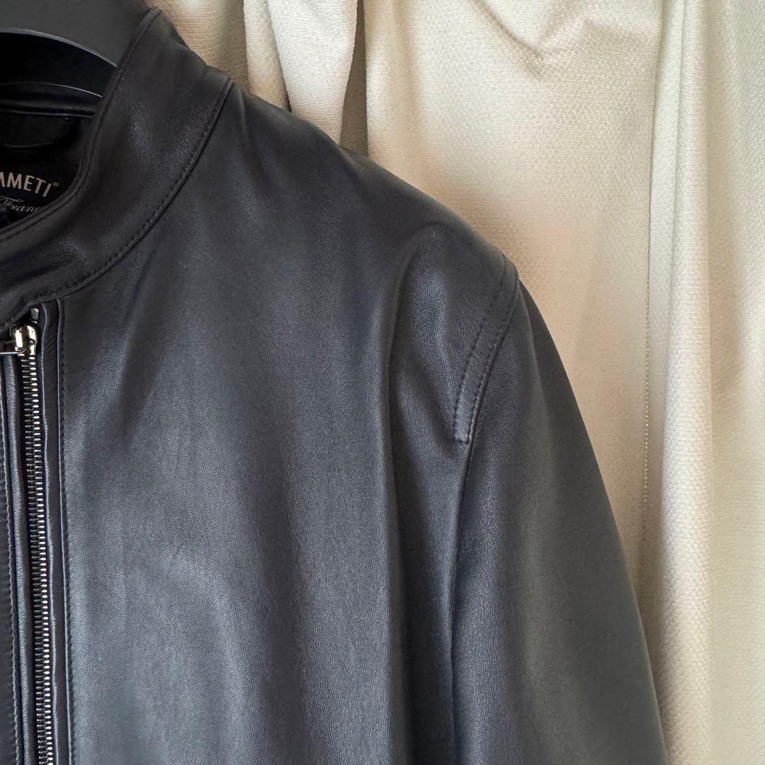 【専用】EMMETI Juri シングルライダースジャケット 羊革 濃紺 46