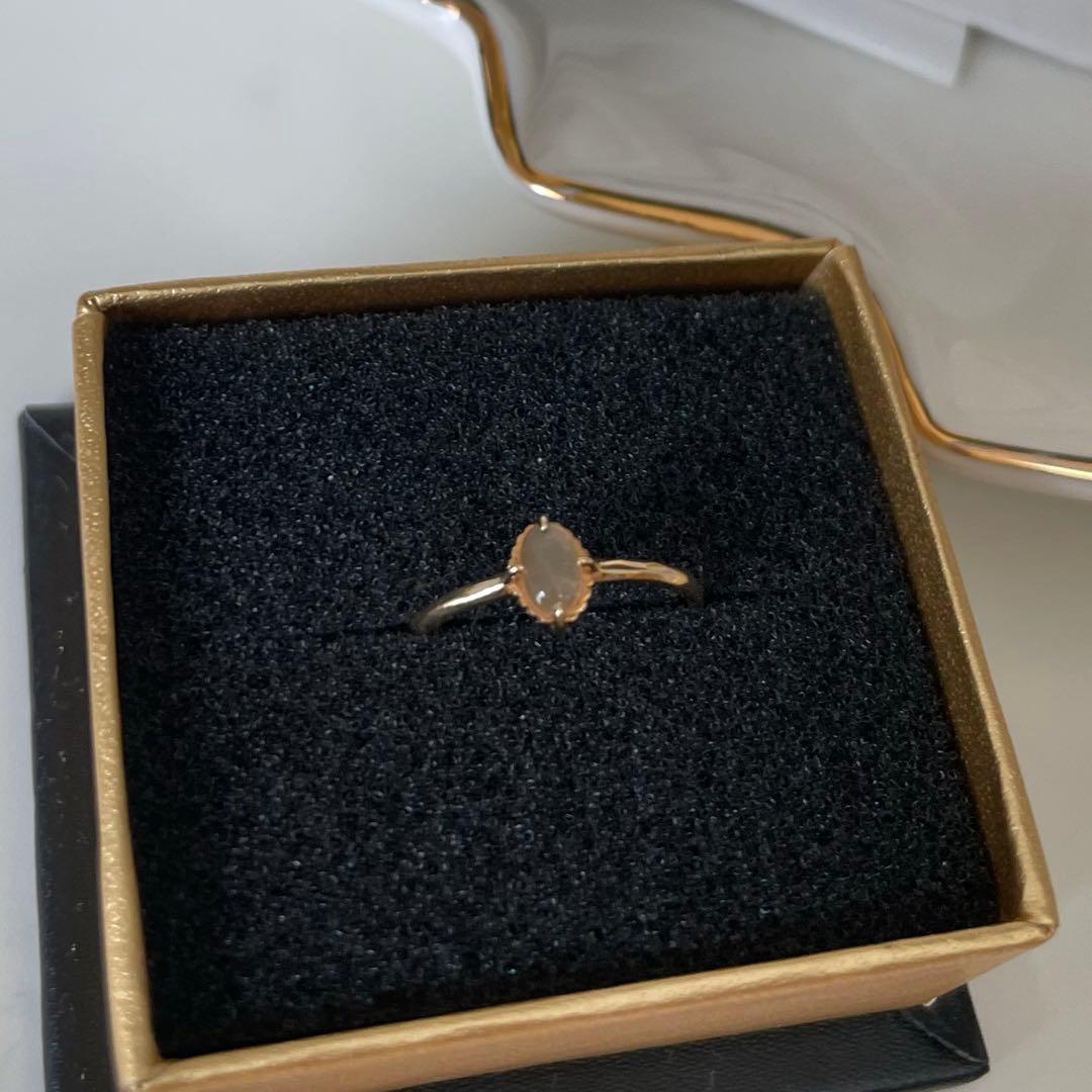 ete 美品 K10イエローゴールド オレンジムーンストーンリング　5号