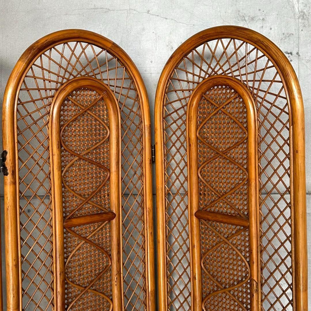 ꧁オールドラタン꧂4連パーティション　間仕切り　藤　アジアン　アンティーク