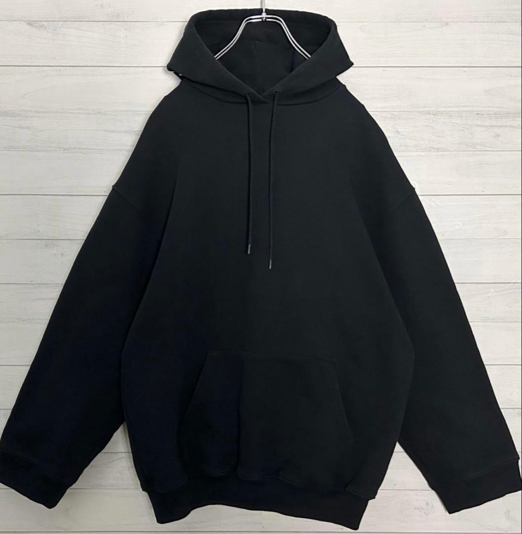 【極美品・人気】バレンシアガ フードロゴ プルオーバー パーカー ブラック 黒