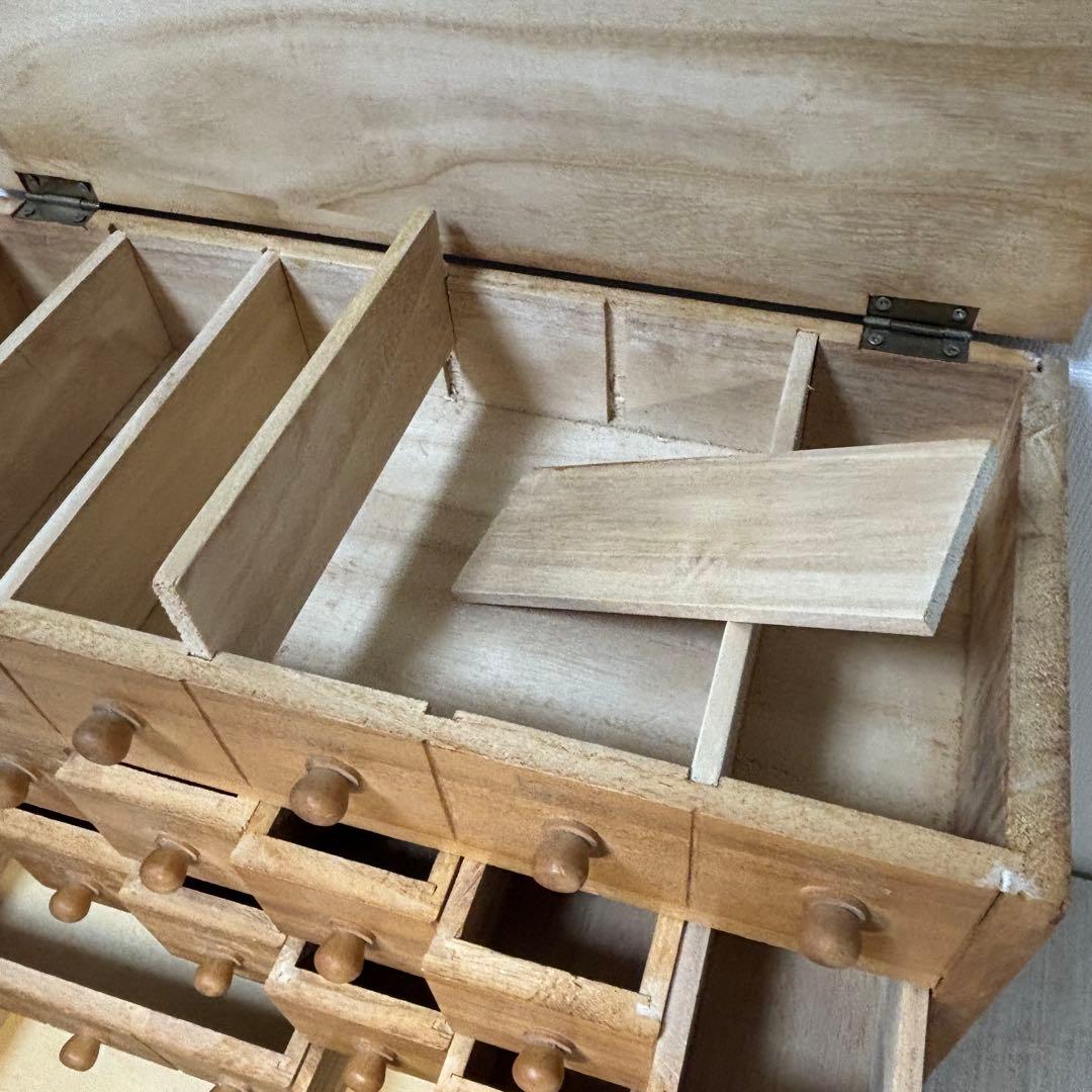 s*a様 整理木箱　引き出し　古家具　木製　マス目　小引き出し