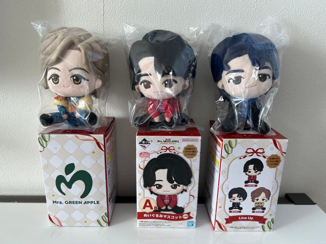 一番くじMrs. GREEN APPLE メンバーぬいぐるみ、タオル他！