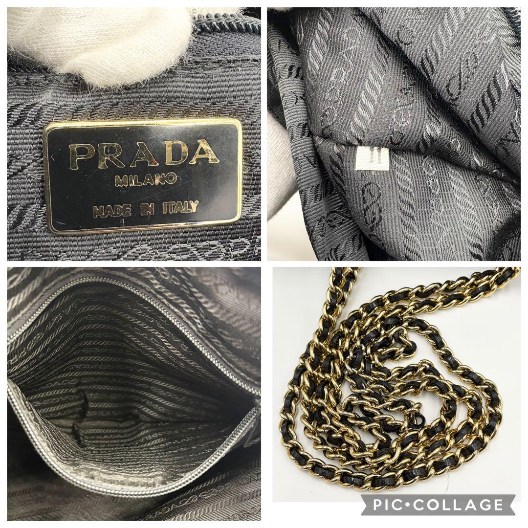 希少✨プラダ チェーンショルダーバッグ 三角ロゴ キルティング ラムレザー