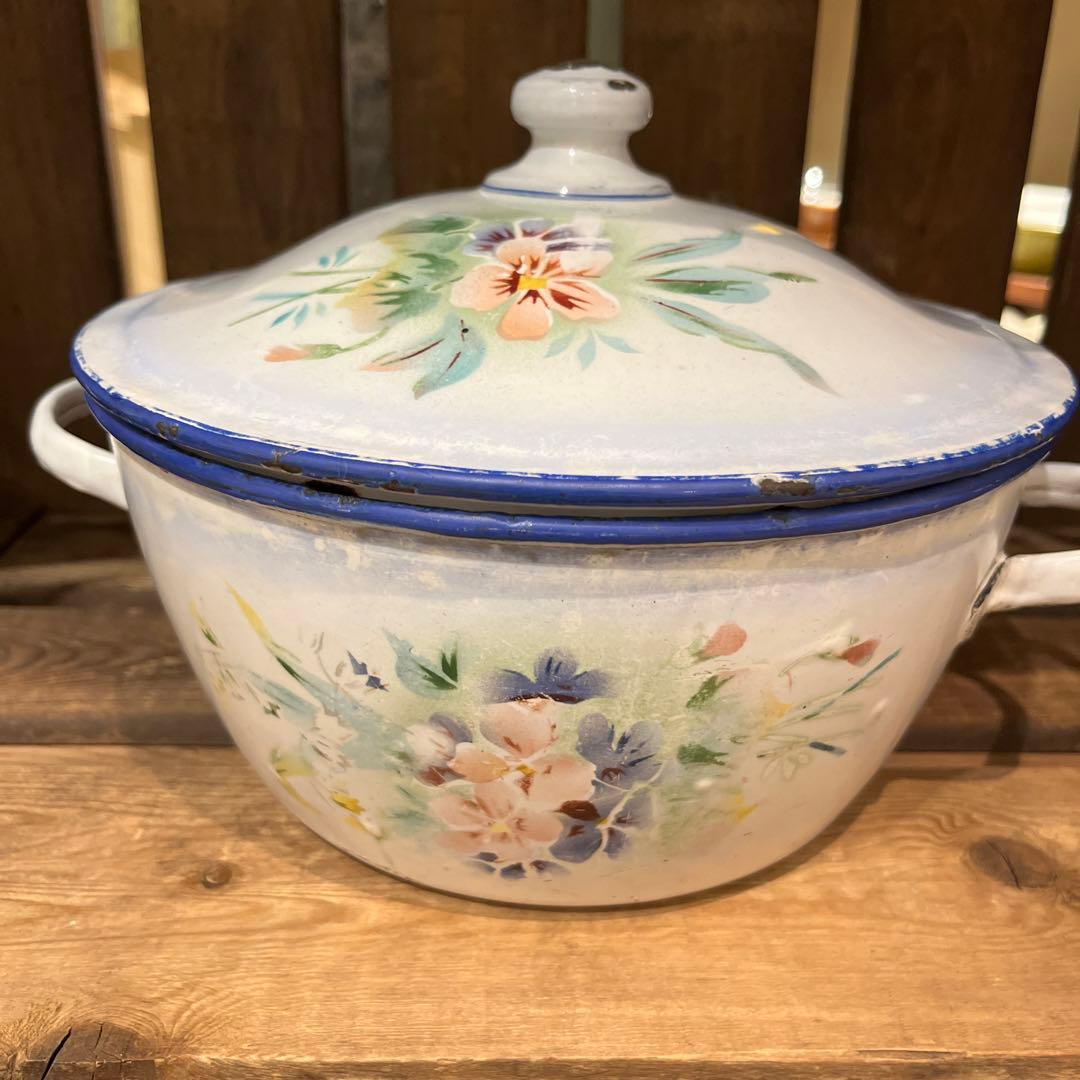 フランスアンティーク　JAPY スミレとスズランホーロースーピエールチューリーン