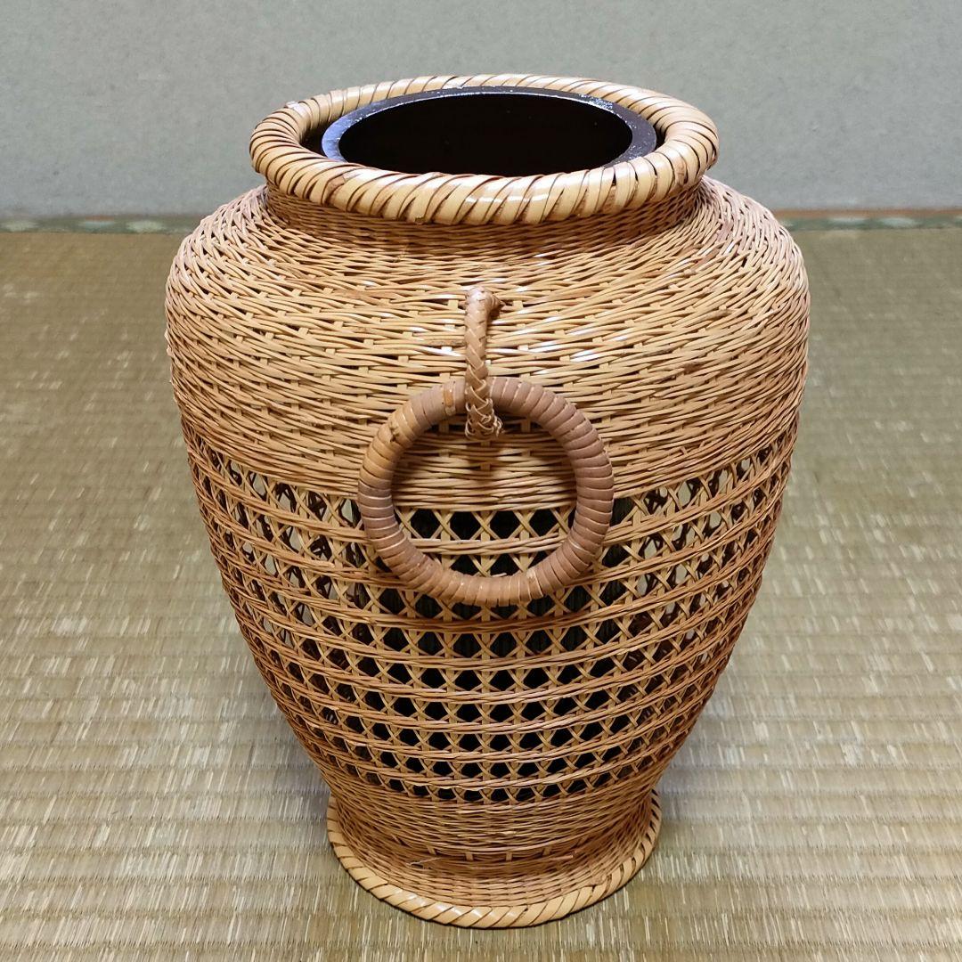 竹花籠　レトロ　竹細工　竹籠　花籠　茶道具　耳付き　生花　竹清　竹清堂