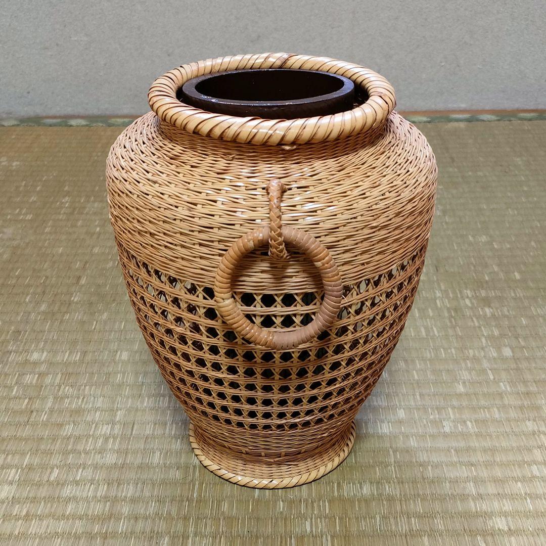 竹花籠　レトロ　竹細工　竹籠　花籠　茶道具　耳付き　生花　竹清　竹清堂
