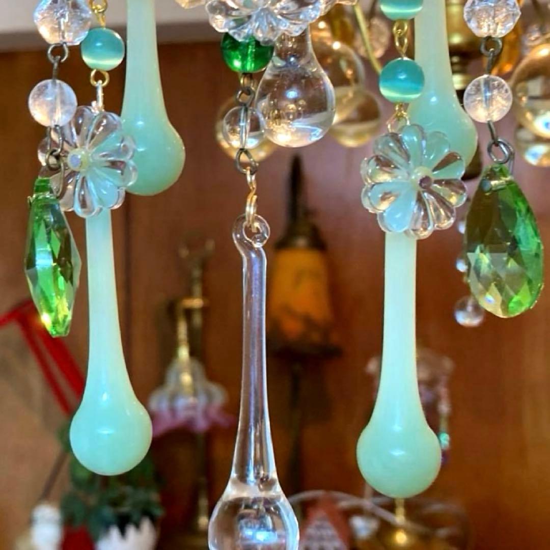 ミニシャンデリア　（メロンドロップ）　フランスアンティーク　1920年