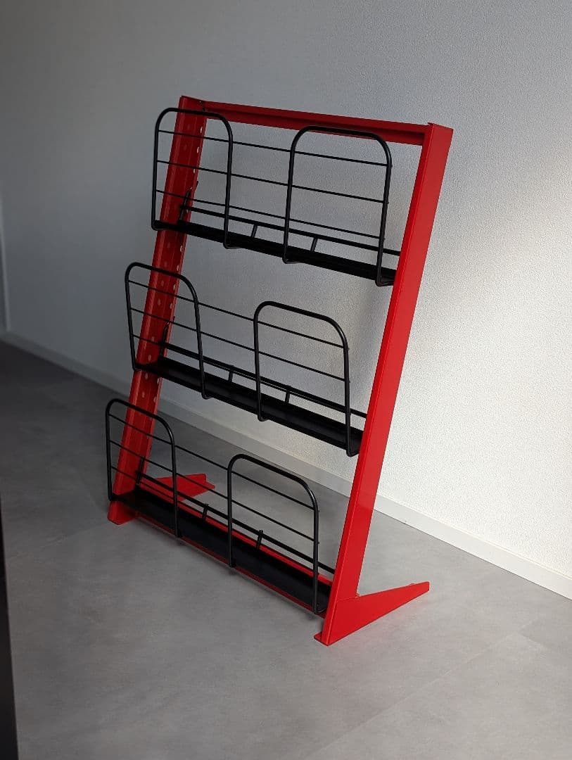 USED/スチール マガジンラック 黒×赤 モダン ミニマルデザイン