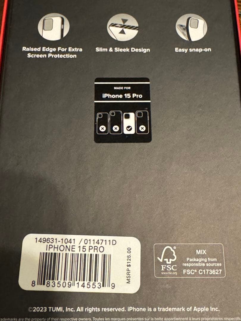 新品未使用 TUMI ブラック iPhone15 Pro ケース