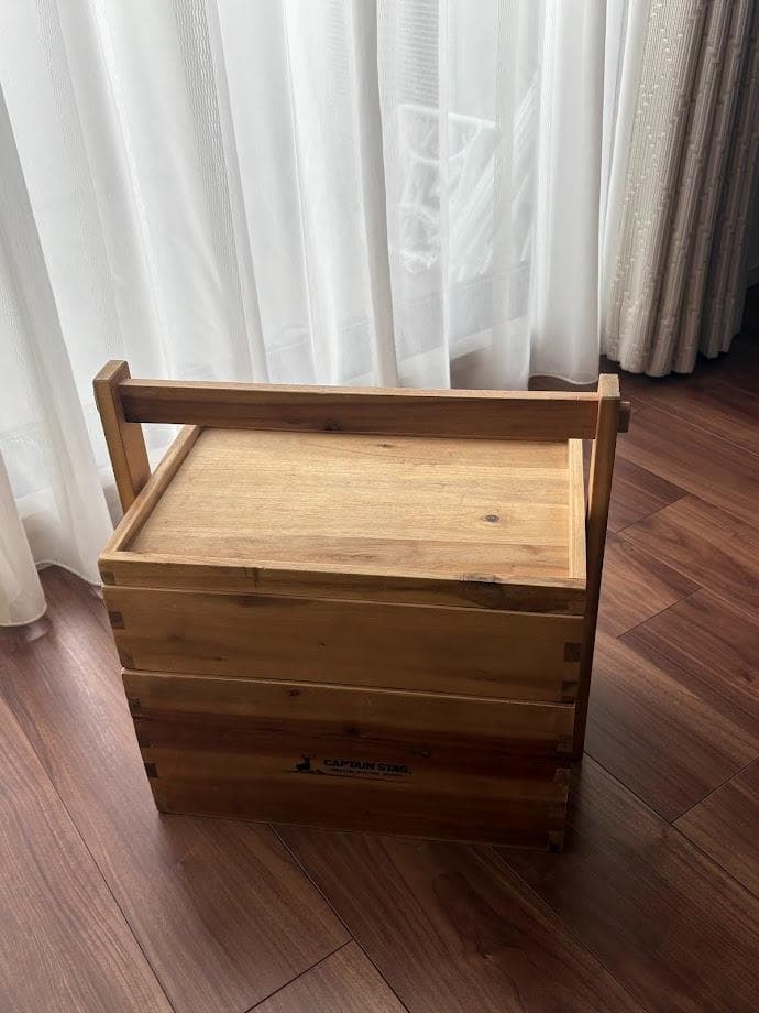 収納ケース 木製 収納ボックス おかもち ウッドボックス 2段 木箱 フタ付き