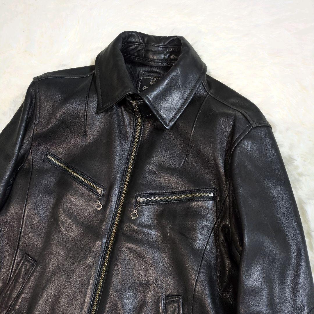 メンズビギ　羊革　ラムレザー　シングル　ジャケット　2way　ブラック　黒