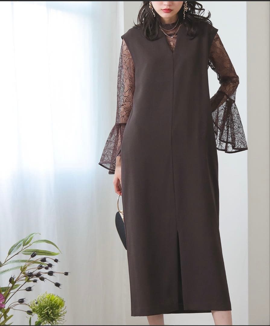 kana ベルスリーブ スリット 2way 結婚式ドレス