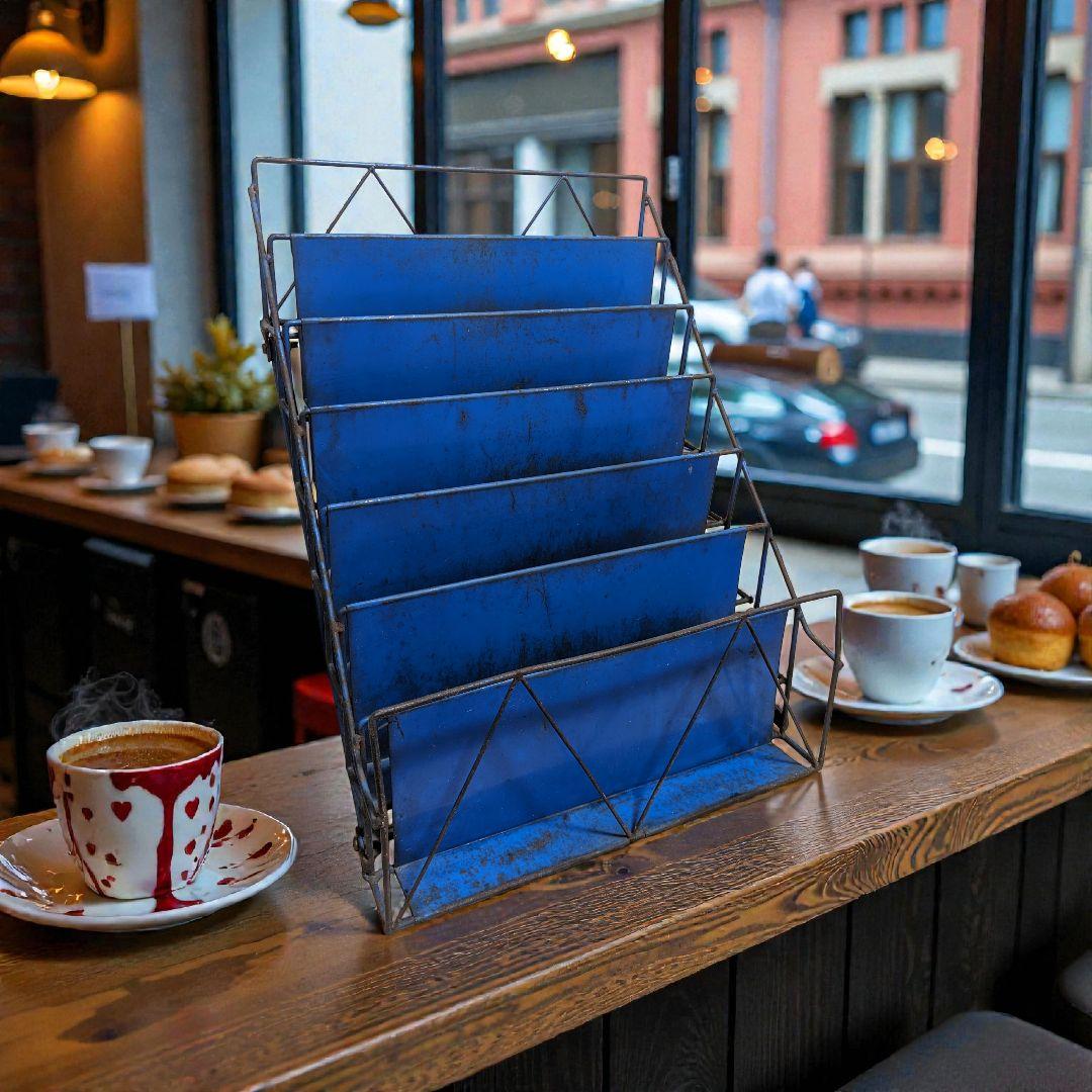 昭和レトロ　ブックスタンド　ブルー　昔、病院や床屋、喫茶店にありました