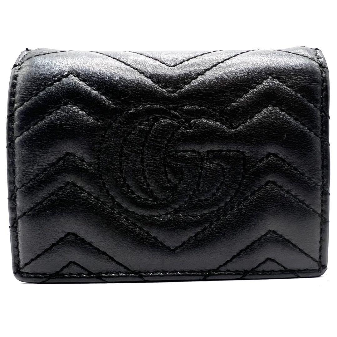極美品✨GUCCI 二つ折り財布 ggマーモント キルティング ブラック