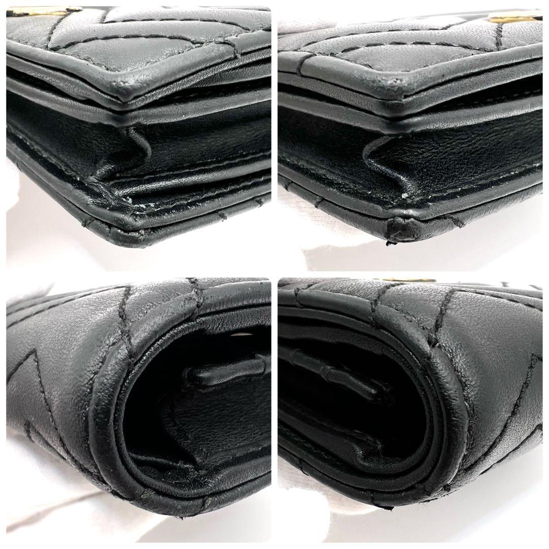 極美品✨GUCCI 二つ折り財布 ggマーモント キルティング ブラック