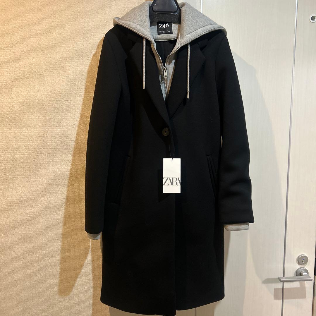 ZARAザラ　フード付き重ね着風コート　新品未使用タグ付き