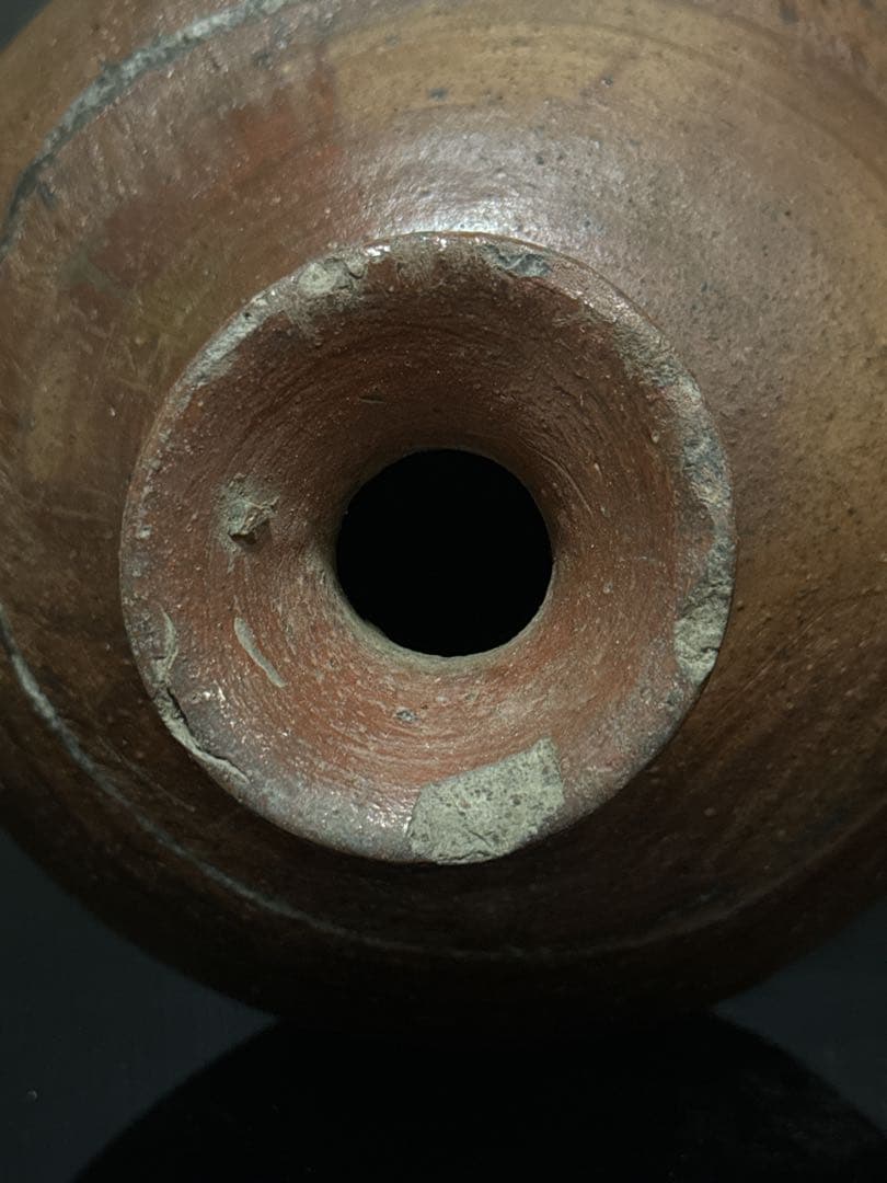 室町時代 極上 古備前 被焼 拉口緋襷自然釉 船徳利 蕪徳利 花瓶 酒器