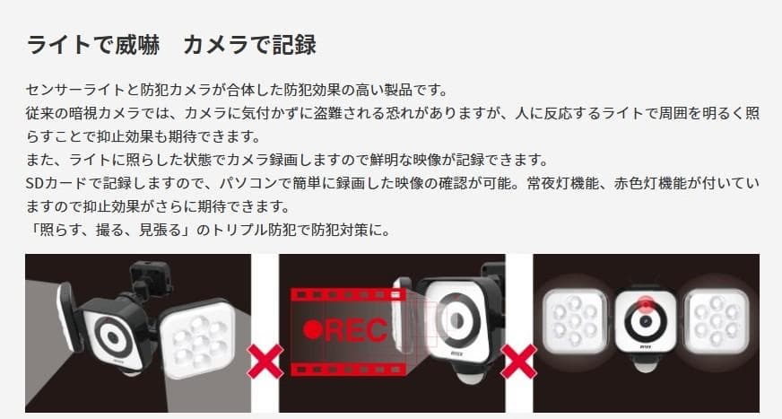 未使用!!LEDセンサーライト防犯カメラ(8W×2灯) 防雨型 C-AC8160