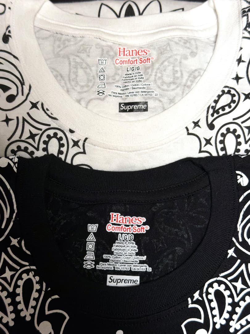 未使用 Supreme Hanes バンダナ T 2枚セット L