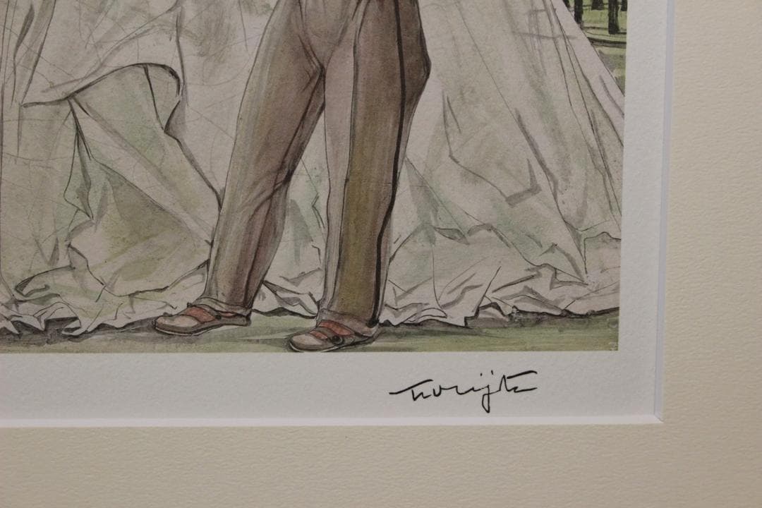 藤田嗣治 リトグラフ 魅せられし河より「サンフィリップ教会」75部限定 5/75