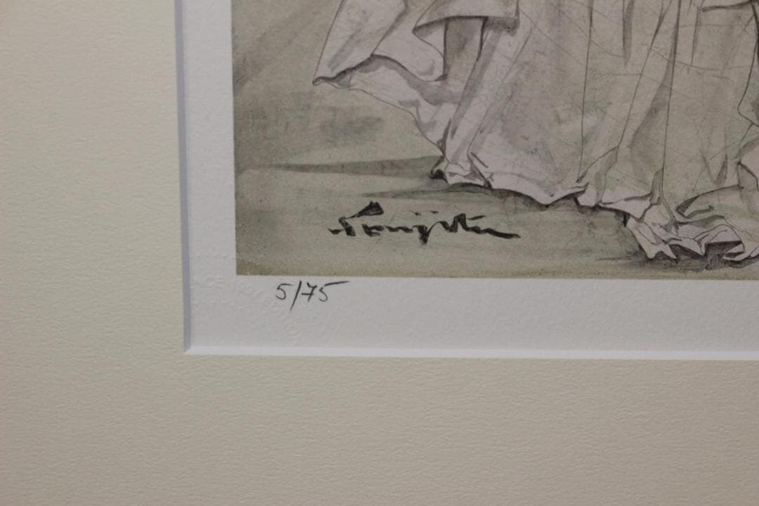 藤田嗣治 リトグラフ 魅せられし河より「サンフィリップ教会」75部限定 5/75