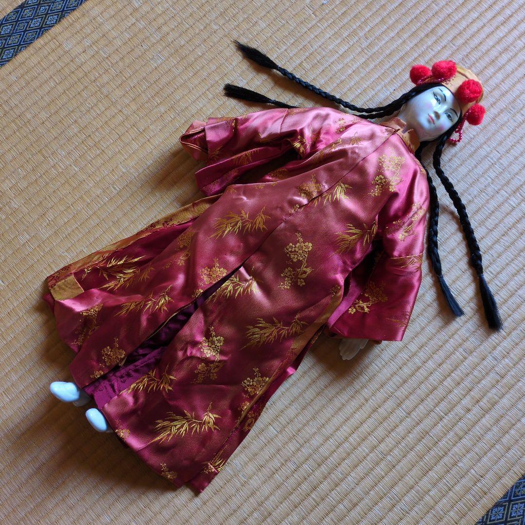 ✴アンティーク 「中国ペア人形」✴頭手足は陶製・清朝時代の服装と髪型✴