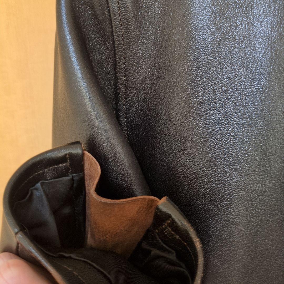 【美品】茶芯ワイツーレザー36 シングルライダース