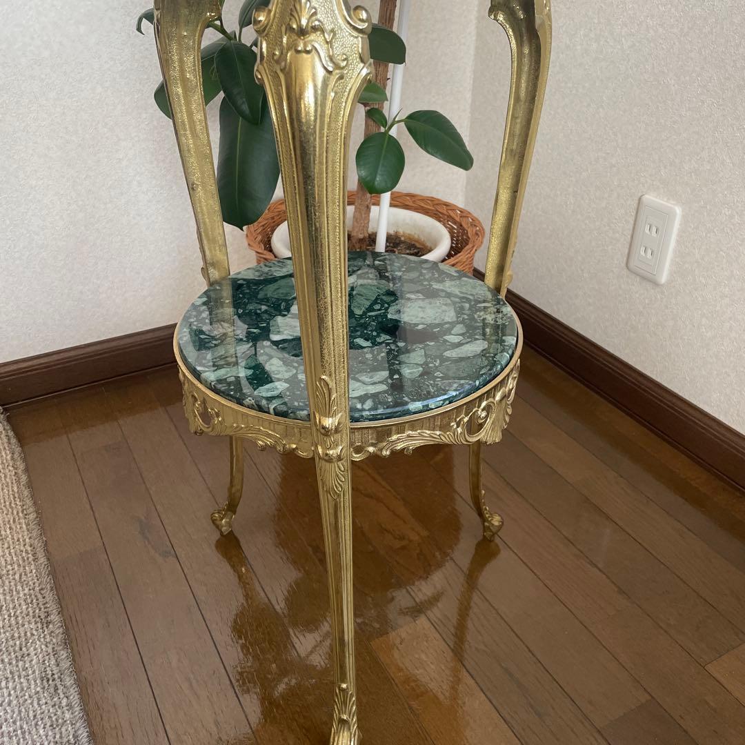 イタリア製 大理石 真鍮 花台 飾り台　猫足