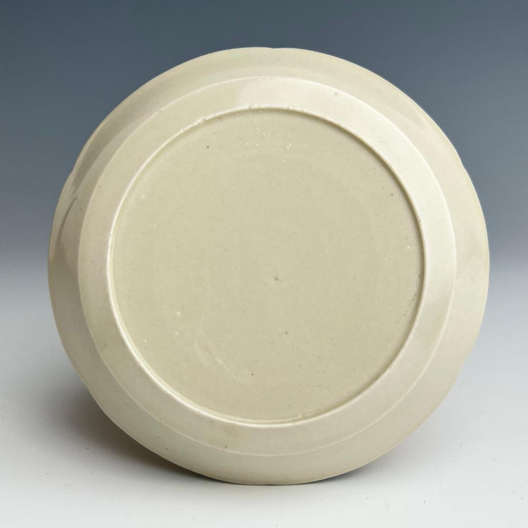 定窯 白磁陵花小盤 陰刻双魚紋 宋時代 擺件 古玩 中国美術 621b