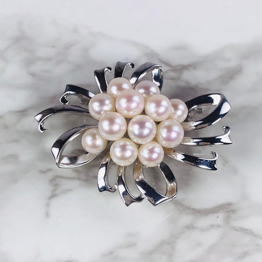 【極美品】TASAKI　タサキ　田崎　アコヤパール ブローチ　帯留　シルバー