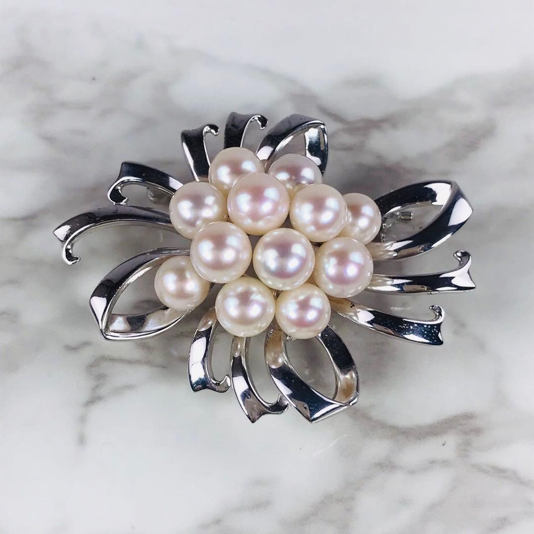 【極美品】TASAKI　タサキ　田崎　アコヤパール ブローチ　帯留　シルバー